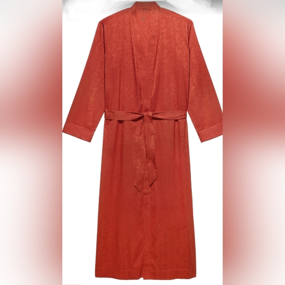 NWT Savage X Fenty Men's M Satin Jacquard Henna Red Long Belted Robe Unisex